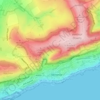 Littleton Down topographic map, elevation, terrain