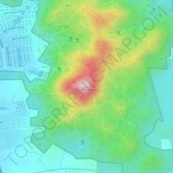 Bukit Penggaram topographic map, elevation, terrain