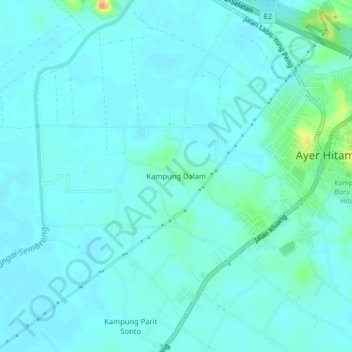 Kampung Dalam topographic map, elevation, terrain