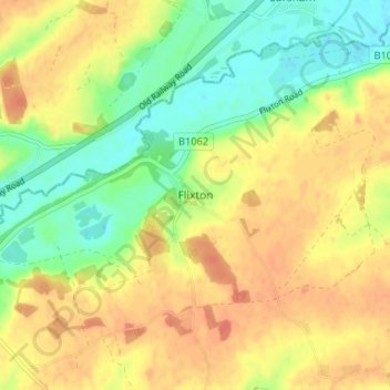 Flixton topographic map, elevation, terrain