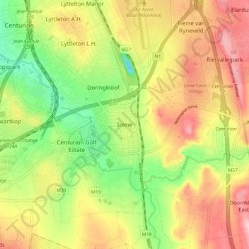 Irene topographic map, elevation, terrain