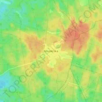 Mikołeska topographic map, elevation, terrain
