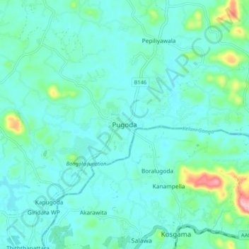 Pugoda topographic map, elevation, terrain