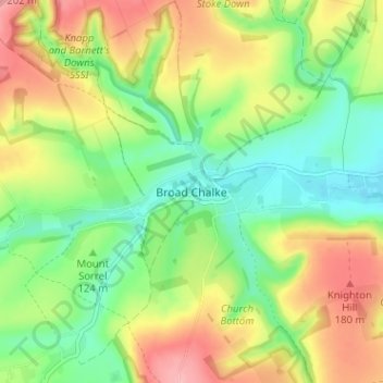 Broad Chalke topographic map, elevation, terrain