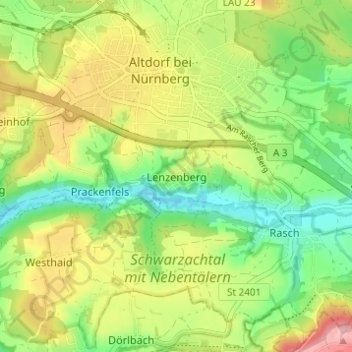 Lenzenberg topographic map, elevation, terrain