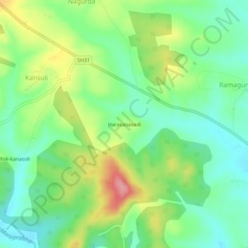 Harasanavadi topographic map, elevation, terrain