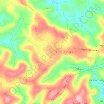 Kuttikol topographic map, elevation, terrain