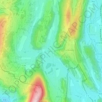 Bourcia topographic map, elevation, terrain