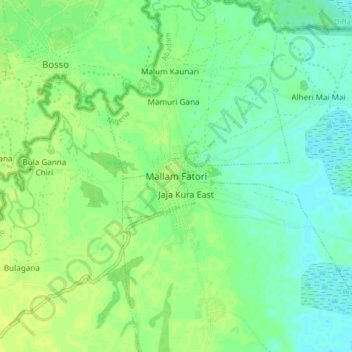 Mallam Fatori topographic map, elevation, terrain