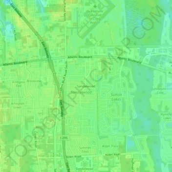 Sandalwood topographic map, elevation, terrain