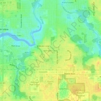 Aberdeen Creek topographic map, elevation, terrain