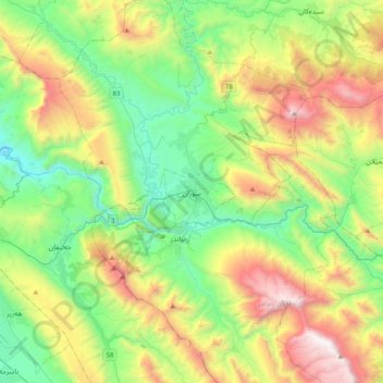 Soran topographic map, elevation, terrain