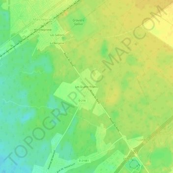 Les Quatre Routes topographic map, elevation, terrain