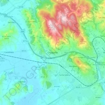 Chiugiana topographic map, elevation, terrain