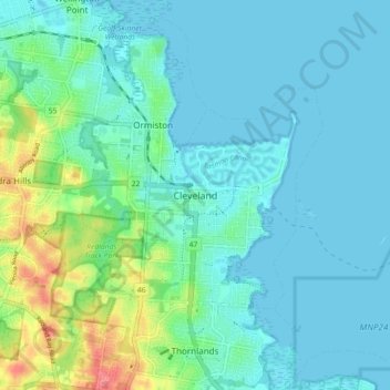 Cleveland topographic map, elevation, terrain