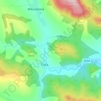 Cigla topographic map, elevation, terrain