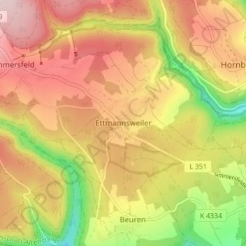 Ettmannsweiler topographic map, elevation, terrain