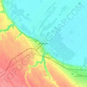 Alibunar topographic map, elevation, terrain