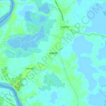 Debhata topographic map, elevation, terrain