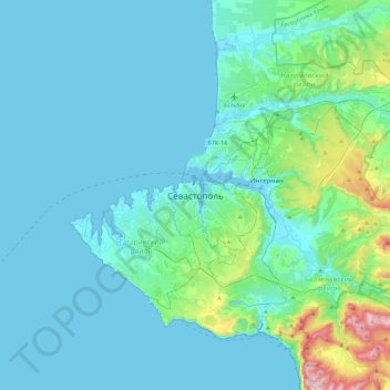 Sevastopol topographic map, elevation, terrain