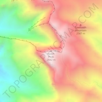 Notch Peak topographic map, elevation, terrain