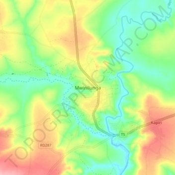 Mwinilunga topographic map, elevation, terrain