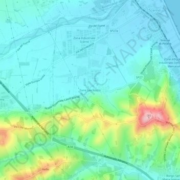 Torre San Rocco topographic map, elevation, terrain