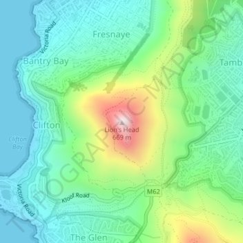 Lions Head Path topographic map, elevation, terrain