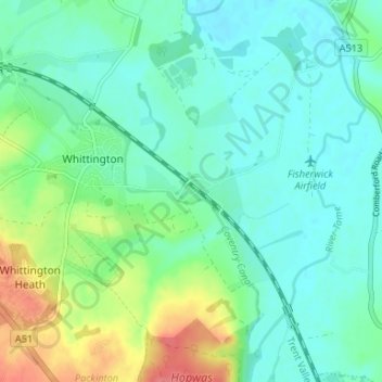 Hademore topographic map, elevation, terrain