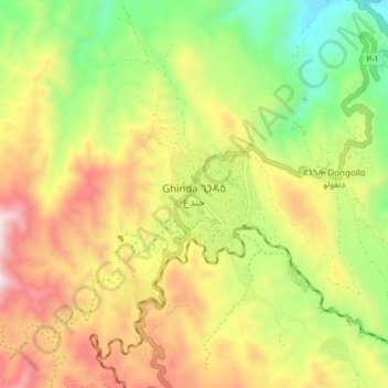 Ghinda topographic map, elevation, terrain