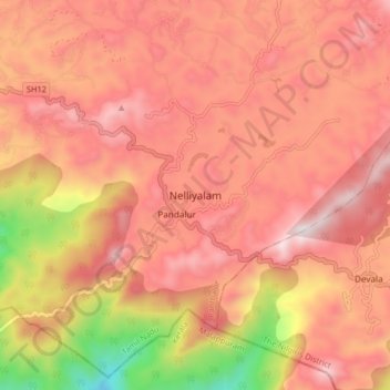 Nelliyalam topographic map, elevation, terrain