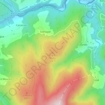 Pena dos Teixóis topographic map, elevation, terrain