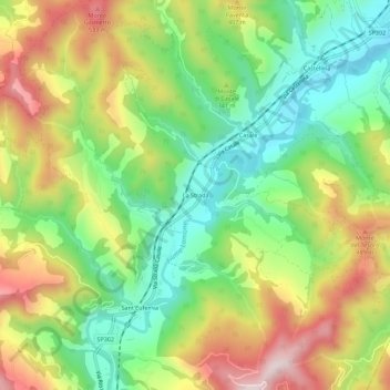 La Strada topographic map, elevation, terrain
