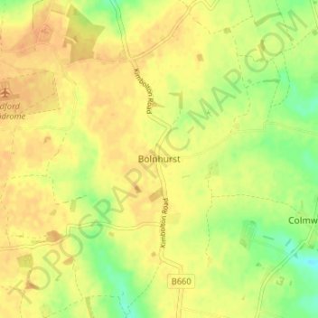 Bolnhurst topographic map, elevation, terrain