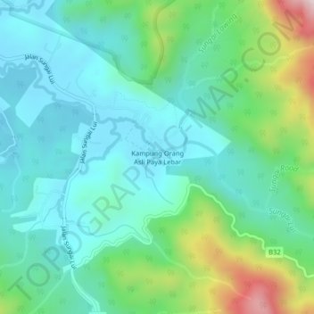 Kampung Orang Asli Paya Lebar topographic map, elevation, terrain