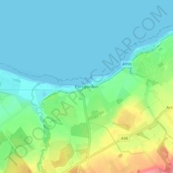 Portgordon topographic map, elevation, terrain