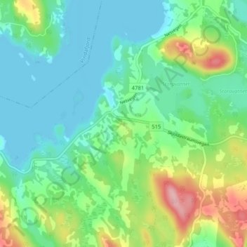 Aukland topographic map, elevation, terrain