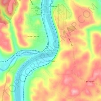 Millsboro topographic map, elevation, terrain