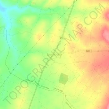 Takate topographic map, elevation, terrain