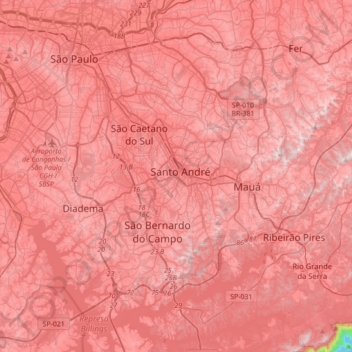 Santo André topographic map, elevation, terrain