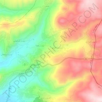 وسط مشتى الحلو topographic map, elevation, terrain