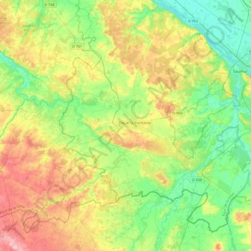 Doué-en-Anjou topographic map, elevation, terrain