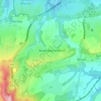 Bowlhead Green topographic map, elevation, terrain