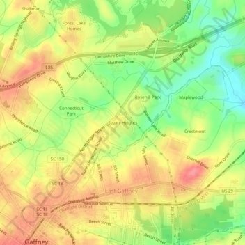 Stuart Heights topographic map, elevation, terrain