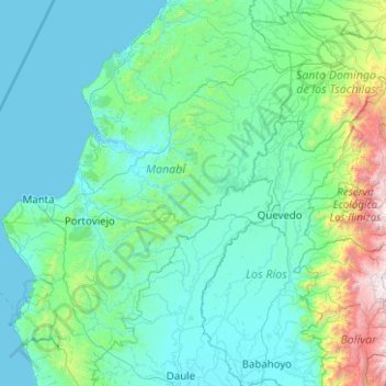 Cordillera de Balzar topographic map, elevation, terrain