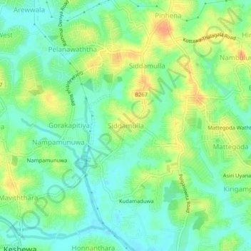 Siddamulla topographic map, elevation, terrain