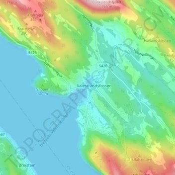 Valestrand topographic map, elevation, terrain