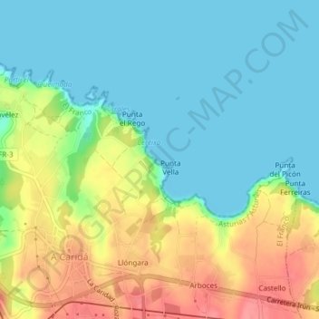 Riboira topographic map, elevation, terrain