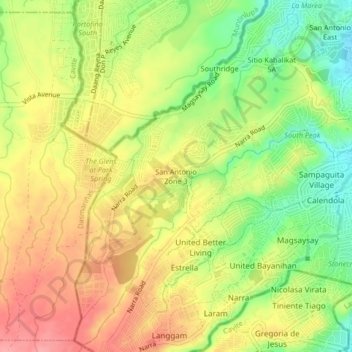 San Antonio Zone 3 topographic map, elevation, terrain