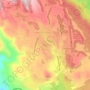 Angwin topographic map, elevation, terrain